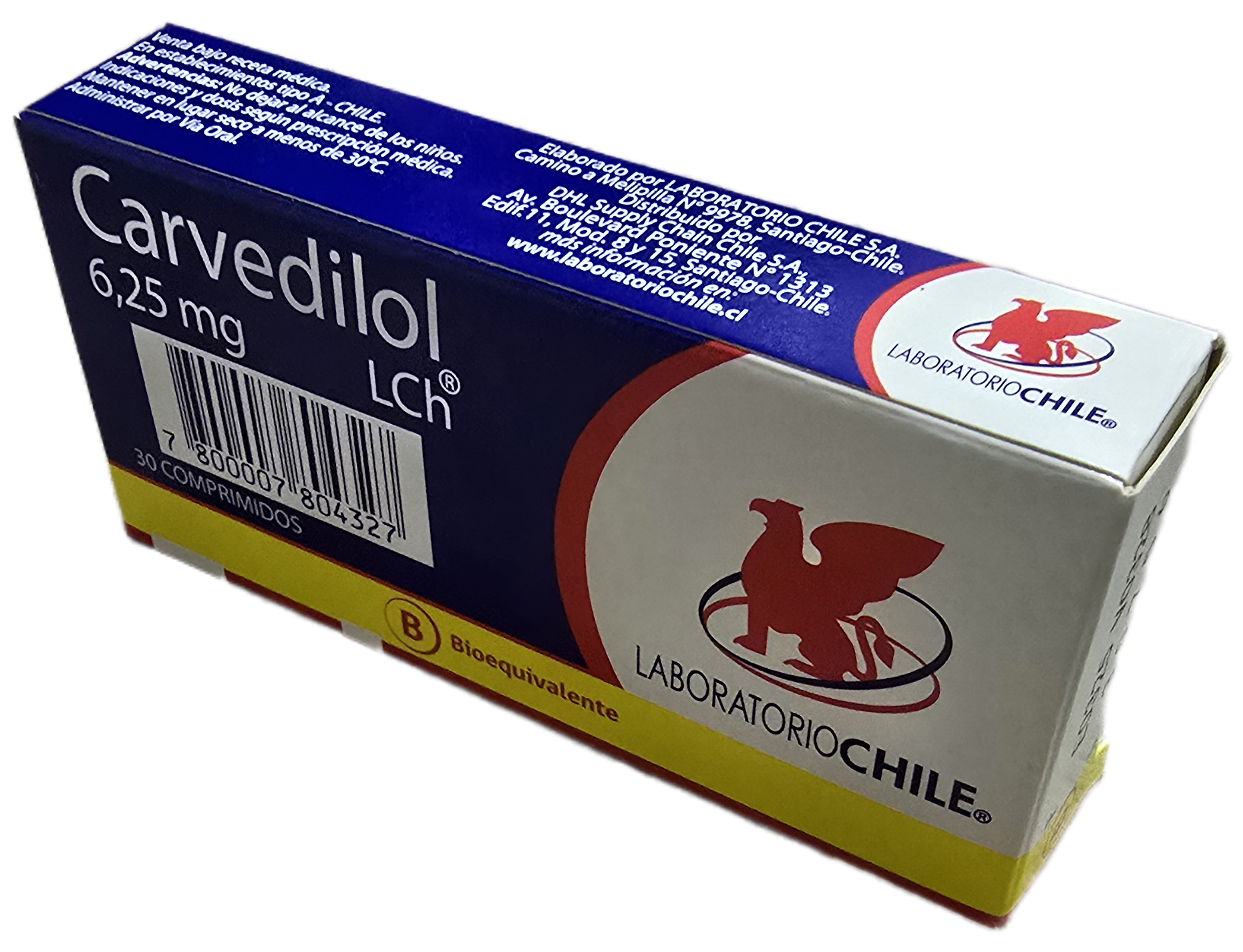 CARVEDILOL 6,25MG x 30COM LAB. CHILE