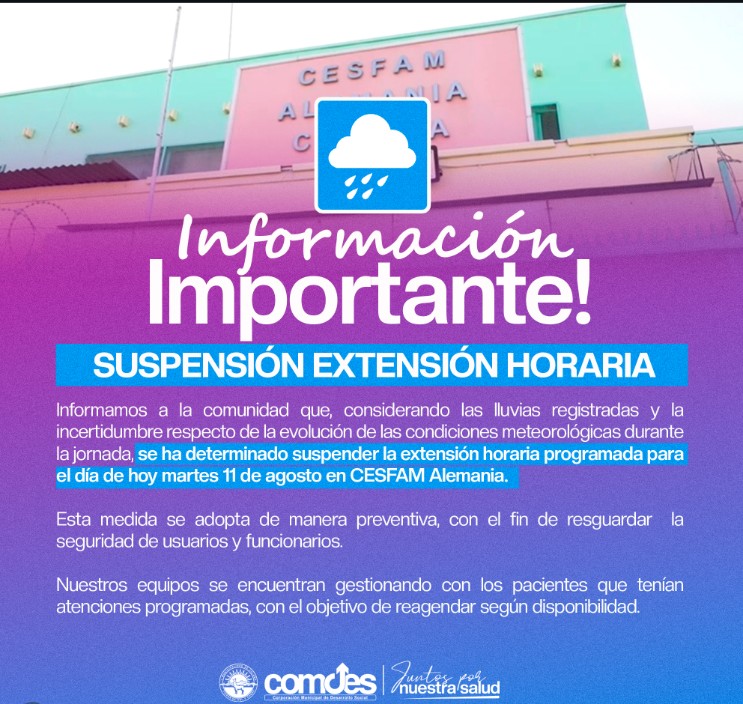 INFORMACIÓN IMPORTANTE, CESFAM ALEMANIA